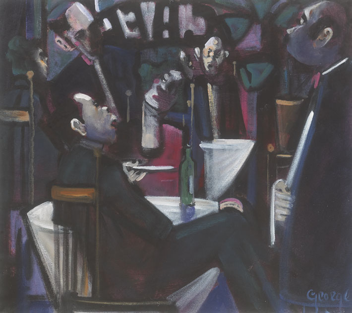 FIGURE DINING AT A CAF� by George Dunne sold for �320 at Whyte's Auctions