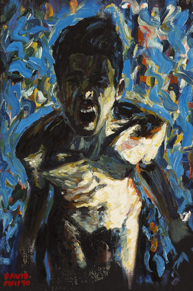 SELF PORTRAIT IN BLUE (SCREAMING), 1990 by David Murphy (aka Cypher)  at Whyte's Auctions
