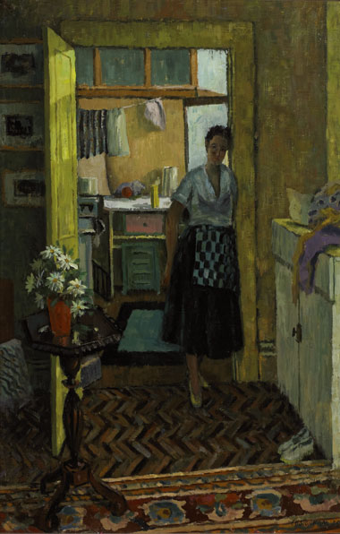INTERIOR VIEW, LADY BY KITCHEN DOOR, 1955 by Frederick Henry Stonham sold for 1,100 at Whyte's Auctions