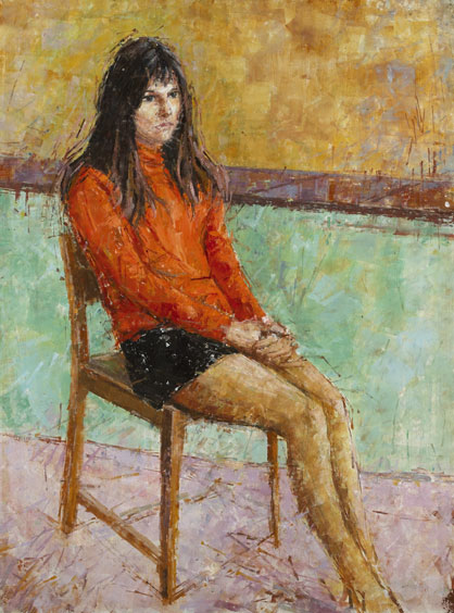 SEATED GIRL IN ORANGE by Frederick Henry Stonham FRSA (1924-2003) at Whyte's Auctions