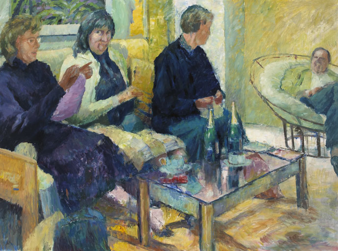 THREE KNITTERS, STUDY, CASTELNAU-DE-GUERS, FRANCE by Frederick Henry Stonham FRSA (1924-2003) at Whyte's Auctions