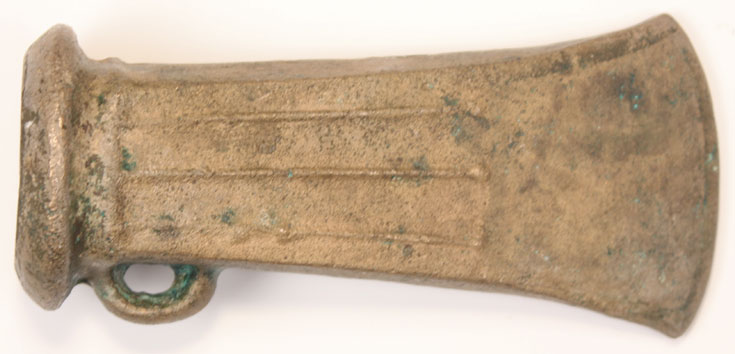 c750-600BC: Late Bronze Age socketed bronze axe head at Whyte's Auctions