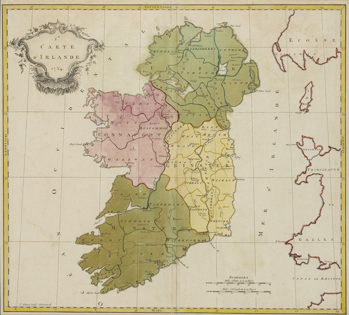 1754: French titled Map of Ireland by J. Gibson at Whyte's Auctions