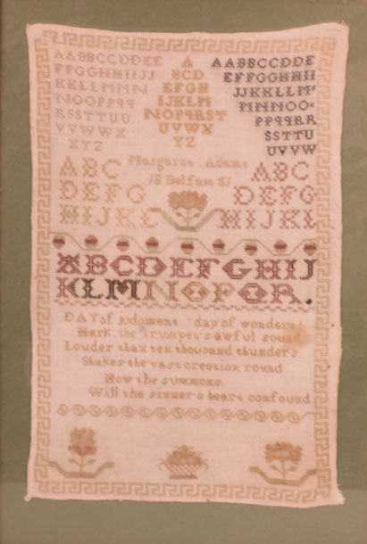 19th Century: Irish alphabetic and religious sampler at Whyte's Auctions