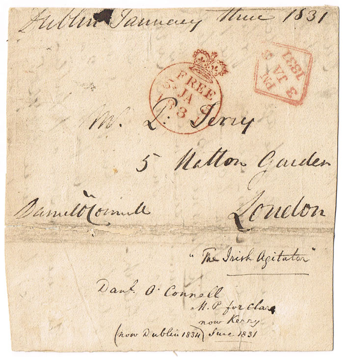 1828 (27 September) Daniel O'Connell envelope with signature and seal sent from Kerry at Whyte's Auctions