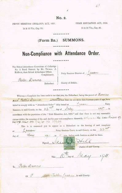 19th-20th Century: Lucan Petty Court eviction notices, truancy summons and correspondence collection at Whyte's Auctions