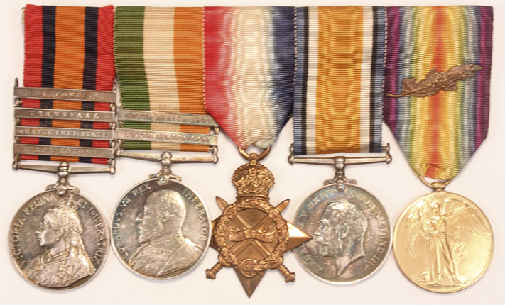 1899-1918: Boer War and WW1 group of medals awarded to Captain E. St. Clair Robinson at Whyte's Auctions