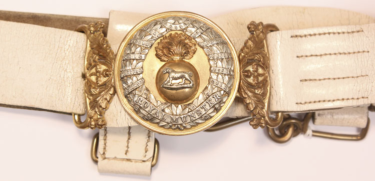circa 1900: Royal Munster Fusiliers officer's waist belt and clasp 
 at Whyte's Auctions