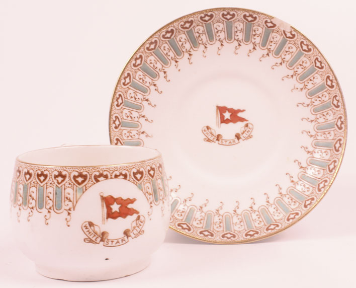 circa 1910: White Star Line 'wisteria' pattern breakfast cup and saucer at Whyte's Auctions