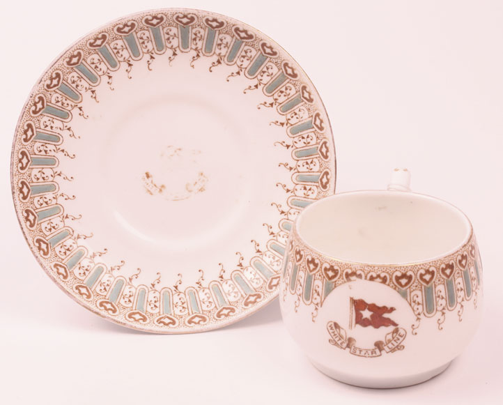 circa 1910: White Star Line 'wisteria' pattern breakfast cup and saucer at Whyte's Auctions