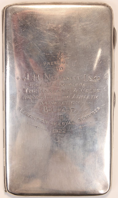 1922: Harland & Wolff silver presentation cigarette case to Lord Mayor of Belfast at Whyte's Auctions