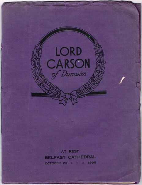 1935 (26 October) Edward Carson funeral memorial pamphlet at Whyte's Auctions