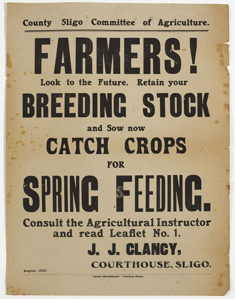 1915: Sligo Agriculture Committee wartime poster at Whyte's Auctions