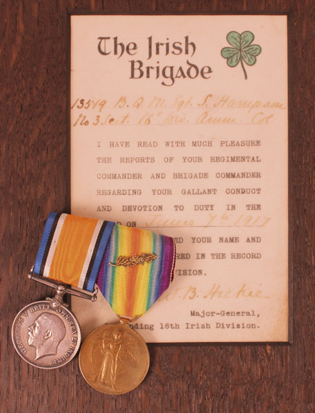 1914-1918: 16th (Irish) Division medal group including commendation parchments at Whyte's Auctions