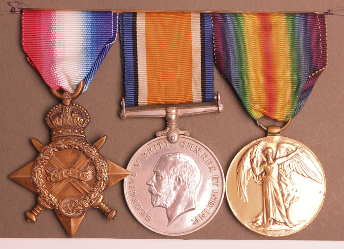 1914-15 Trio to Private James Walsh Royal Inniskilling Fusiliers at Whyte's Auctions