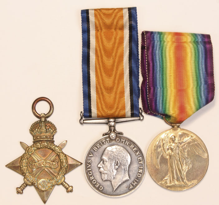 1914-15 Trio to Private J. E. Cribb Wilts Regiment later 2nd Lieutenant London Scottish at Whyte's Auctions