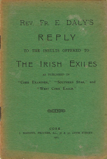 1911: Fr. E. Daly's Reply to the Insults Offered to the Irish Exiles pamphlet at Whyte's Auctions