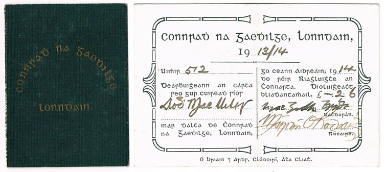 1913-14: Conradh na Gaeilge membership cards and pamphlet at Whyte's Auctions