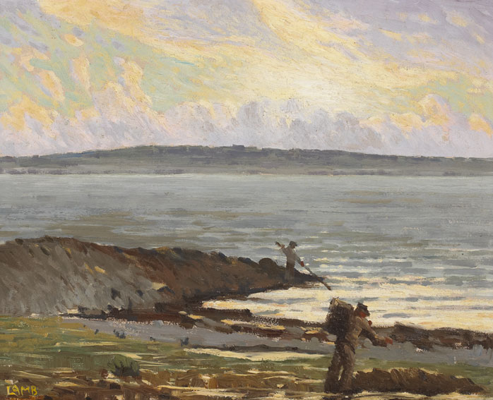 FIGURES ON THE SHORE GATHERING KELP by Charles Vincent Lamb sold for 3,000 at Whyte's Auctions