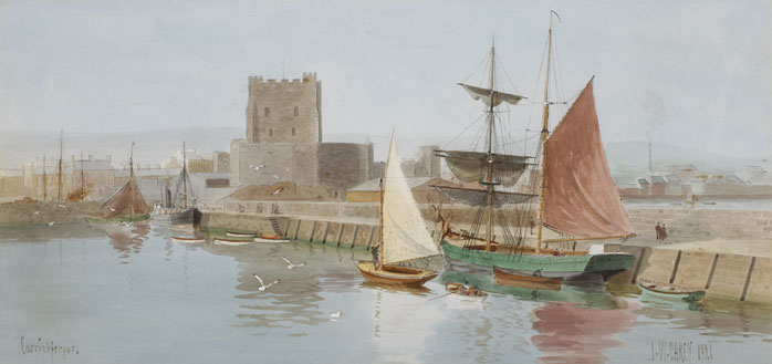 CARRICKFERGUS HARBOUR, COUNTY ANTRIM by Joseph William Carey sold for 500 at Whyte's Auctions