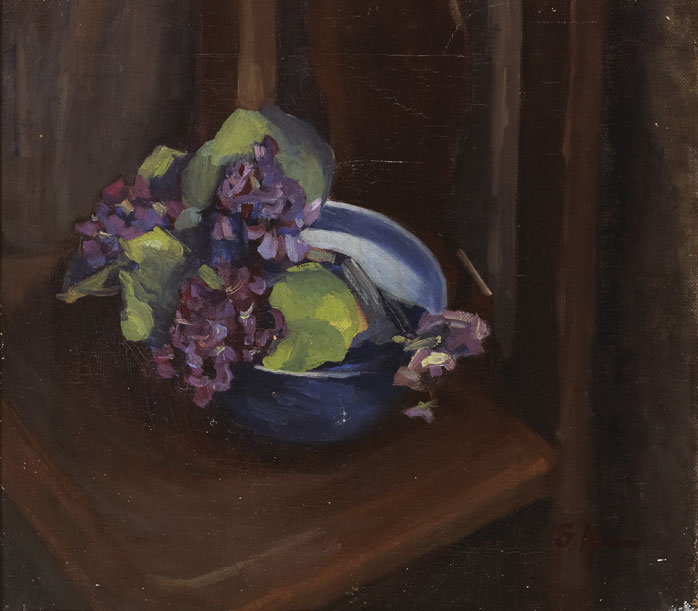 STILL LIFE WITH LILAC IN A BLUE BOWL by Grace Henry HRHA (1868-1953) at Whyte's Auctions