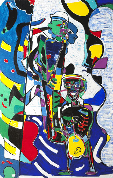STUDY IN BLUE WITH THREE FIGURES, 2001 by Michael Cullen sold for �3,000 at Whyte's Auctions