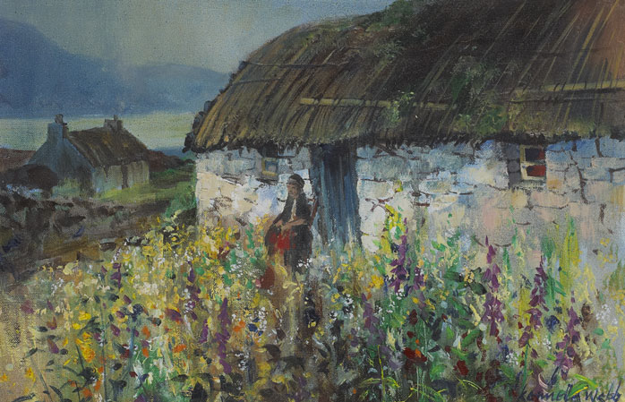 THATCHED COTTAGE, CONNEMARA, 1989 by Kenneth Webb RWA FRSA RUA (b.1927) at Whyte's Auctions