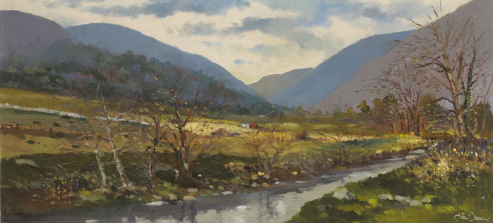 WICKLOW LANDSCAPE WITH CATTLE AND COTTAGE by Liam Treacy sold for 1,700 at Whyte's Auctions