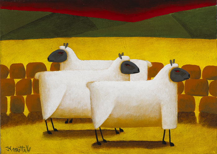 THREE SHEEP AT SUNSET by Graham Knuttel (b.1954) at Whyte's Auctions