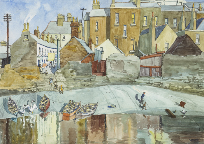 WHISKEY ROW, RINGSEND by Harry Kernoff RHA (1900-1974) at Whyte's Auctions
