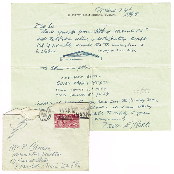 COLLECTION OF CORRESPONDENCE BETWEEN THE ARTIST AND MR. P. CROWE, MONUMENTAL SCULPTOR, APRIL 1949-1954 by Jack Butler Yeats RHA (1871-1957) RHA (1871-1957) at Whyte's Auctions