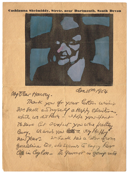 TWO ILLUSTRATED LETTERS WITH STENCILLING FROM JACK BUTLER YEATS TO THOMAS ARNOLD HARVEY, 10 JANUARY 1904 (A PAIR) by Jack Butler Yeats RHA (1871-1957) RHA (1871-1957) at Whyte's Auctions