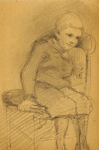 BOY ON A CHAIR by Sarah Henrietta Purser HRHA (1848-1943) at Whyte's Auctions