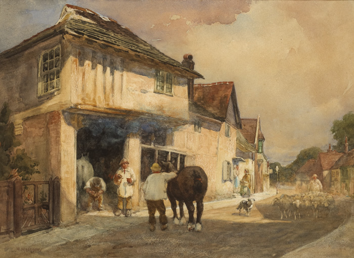 VIEW OF A BLACKSMITHS, THE OLD FORGE, STEYING, SUSSEX by William Magrath NA (1838-1918) at Whyte's Auctions
