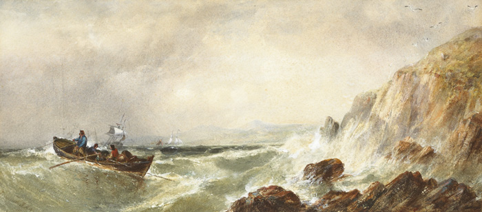 STORMY WEATHER OFF THE ROCKS, HOWTH, COUNTY DUBLIN, c.1860s by Edwin Hayes RHA RI ROI (1819-1904) RHA RI ROI (1819-1904) at Whyte's Auctions
