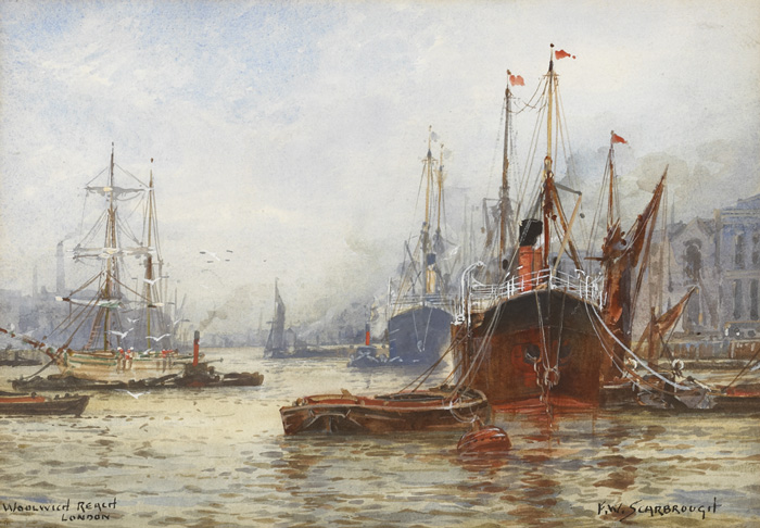 WOOLWICH REACH, LONDON by Frederick William Scarborough (1860-1939) at Whyte's Auctions