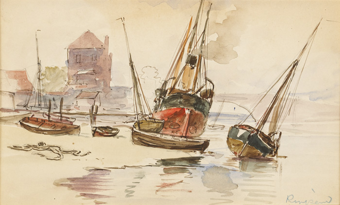 BOATS AT RINGSEND, DUBLIN by Alexander Williams RHA (1846-1930) at Whyte's Auctions