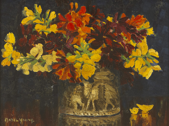 FLORAL STILL LIFE IN RED AND YELLOW by Mabel Young RHA (1889-1974) at Whyte's Auctions