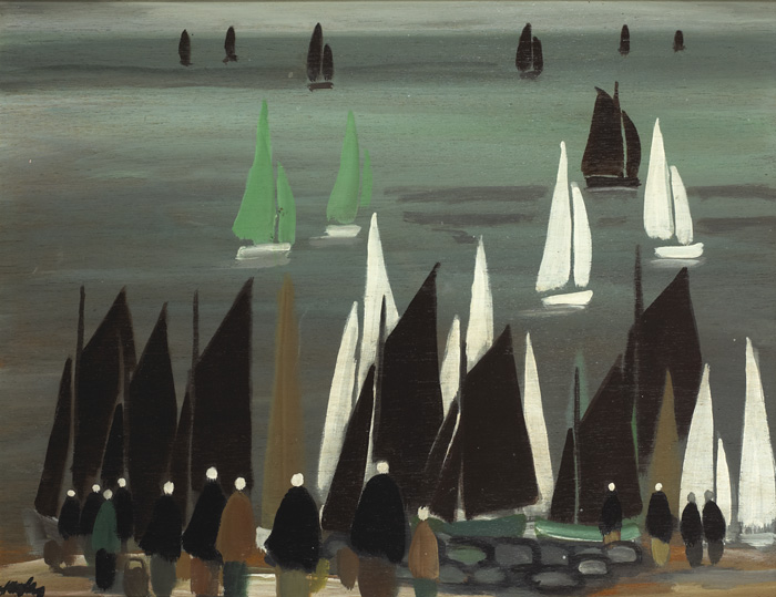 SHAWLIES AND SAILBOATS BY THE SHORE by Markey Robinson (1918-1999) at Whyte's Auctions