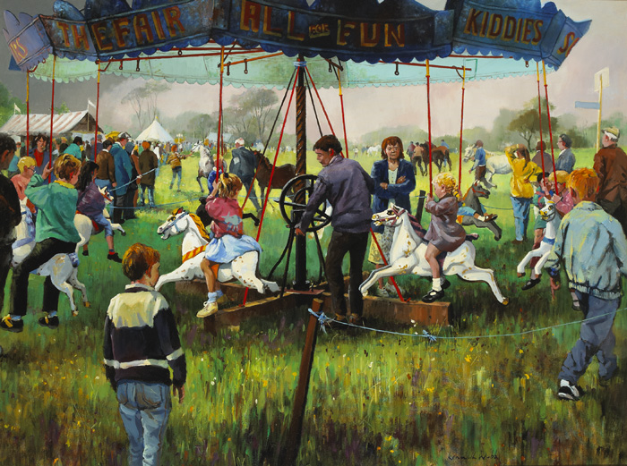 OUGHTERARD FAIR, COUNTY GALWAY, c. late 1970s - early 1980s by Kenneth Webb RWA FRSA RUA (b.1927) at Whyte's Auctions