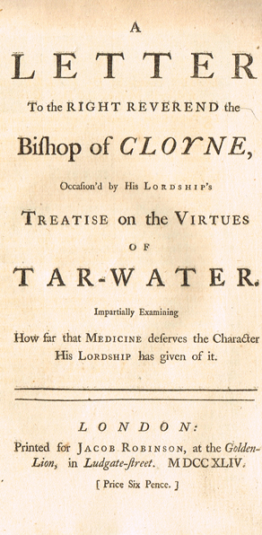BERKELEY ( George ) : - [Jurin ( James ), FRS]. A letter to the Right Reverend the Bishop of Cloyne at Whyte's Auctions