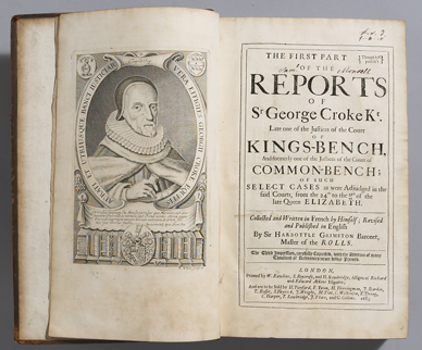 CROKE ( Sir George ).  The first [-second-third] parts  of the reports of  from the 24th to the 44/45th of the late Queen Elizabet... at Whyte's Auctions