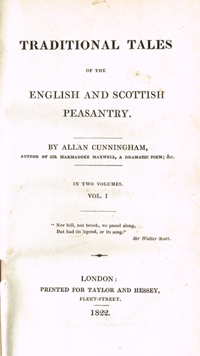 CUNNINGHAM ( Allan ).  Traditional Tales of the English and Scottish peasantry. at Whyte's Auctions