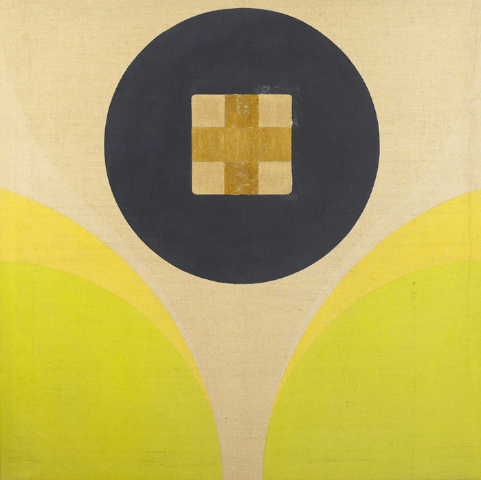 GOLD PAINTING WITH BLUE CIRCLE AND GREEN by Patrick Scott HRHA (1921-2014) HRHA (1921-2014) at Whyte's Auctions