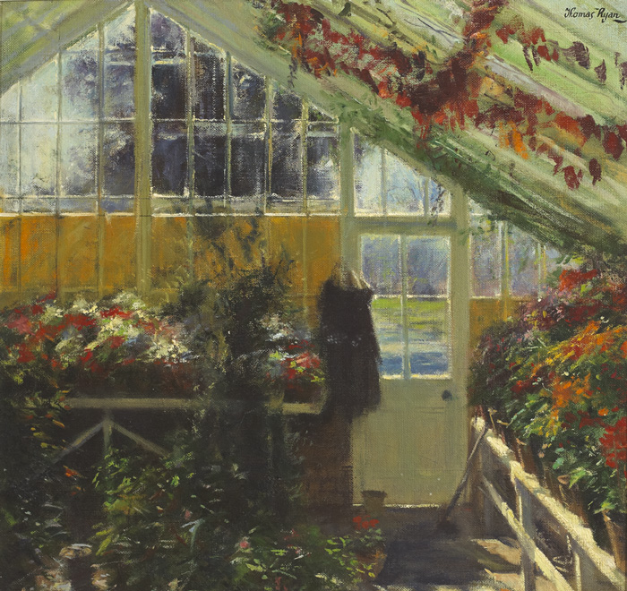 GLASS HOUSE AT THE BOTANIC GARDENS, DUBLIN, 1962 by Thomas Ryan PPRHA (b.1929) PPRHA (b.1929) at Whyte's Auctions