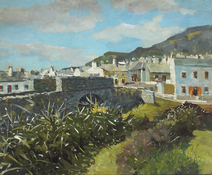THE VILLAGE OF DOOAGH, ACHILL ISLAND, COUNTY MAYO by James le Jeune RHA (1910-1983) at Whyte's Auctions