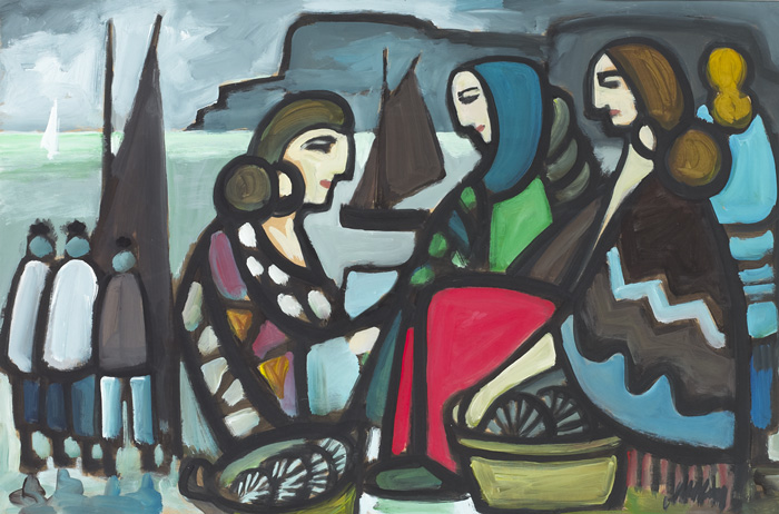 SHAWLIES TRADING BY THE SEA SHORE by Markey Robinson (1918-1999) at Whyte's Auctions