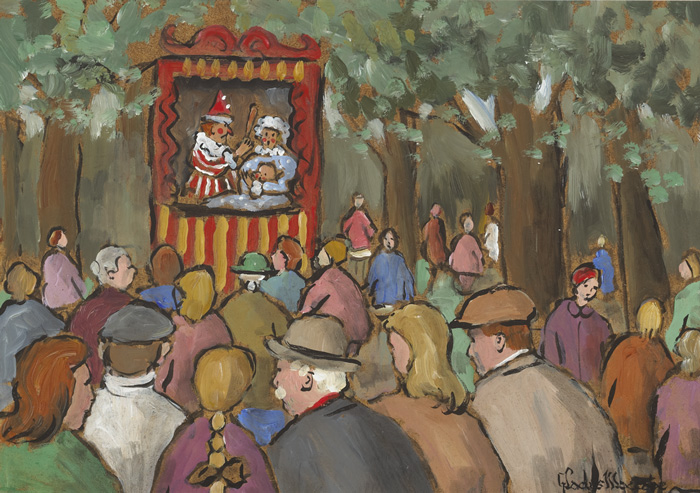 PUNCH AND JUDY SHOW by Gladys Maccabe MBE HRUA ROI FRSA (1918-2018) at Whyte's Auctions