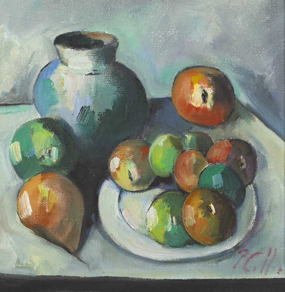 FRUIT PLATE WITH BLUE JUG by Peter Collis RHA (1929-2012) at Whyte's Auctions