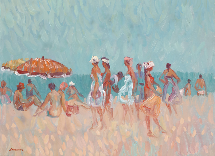 LIGHT BREEZE ON BURRIANA BEACH, NERJA, SPAIN by Desmond Carrick RHA (1928-2012) at Whyte's Auctions